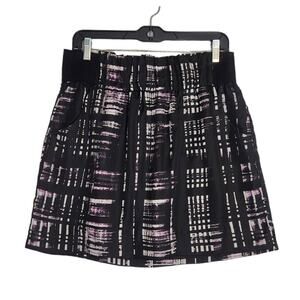 VTG BANANA REPUBLIC MINI SKIRT WOMEN 10 BLACK PLAID POCKETS PULL ON Y2K